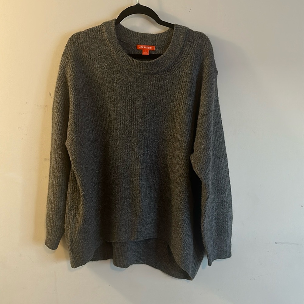 Joe Fresh Grey Knit Pullover Sweater (1X)